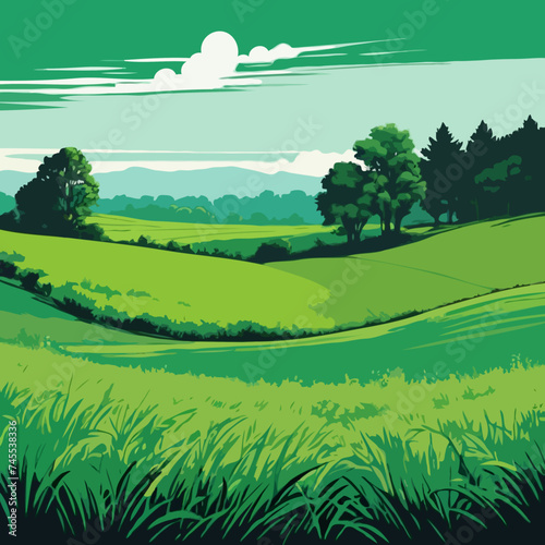 landscape with green field 