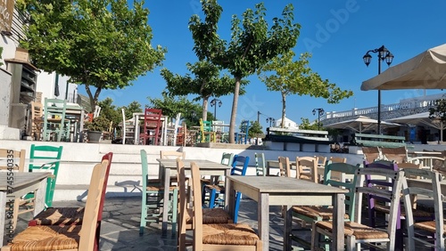 greece skiros or skyros island center chora city pavements arcs central square in summer photo