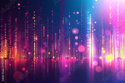 Abstract background with dynamic neon lines and bokeh lights Illustrating high-speed data transfer and futuristic technology
