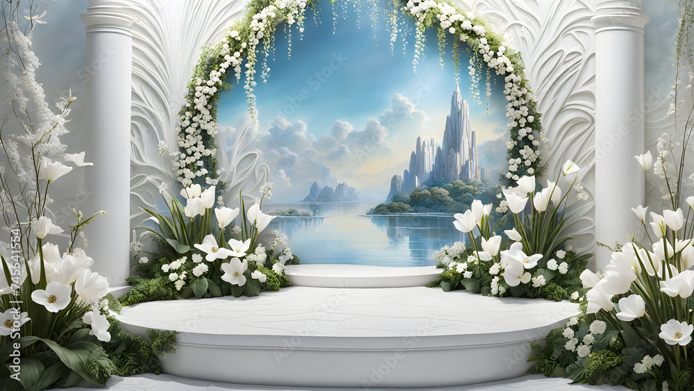 white-rock-podium-occupying-center-frame-close-up-dreamlike-collage-style-surrounded-by-a-surreal