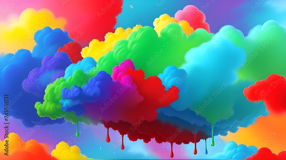 Rain 🌧️ from colorful clouds . Colorful cloud background. 