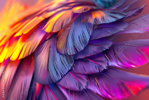 カラフルな鳥の羽のアップ © dadakko