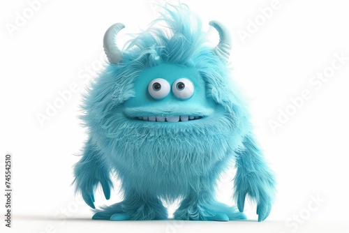 Cute and imaginative 3d cartoon character of a blue furry monster Perfect for children's media or creative projects