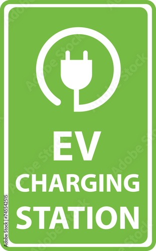 Electric vehicle charging station icon. Electric vehicle EV parking and charging station sign. electric recharging point symbol. EV charging station banner logo. flat style.