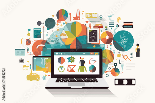 Wallpaper Mural Data analytics business marketing metrics target company growth research data analytics. big monitor people team working project icons graphs magnifying Torontodigital.ca