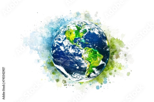 Eco-friendly concept art featuring the earth in watercolor Symbolizing environmental awareness and the beauty of our planet in a delicate Artistic manner.