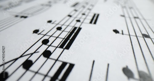 Melody sheet music written with various musical symbols background