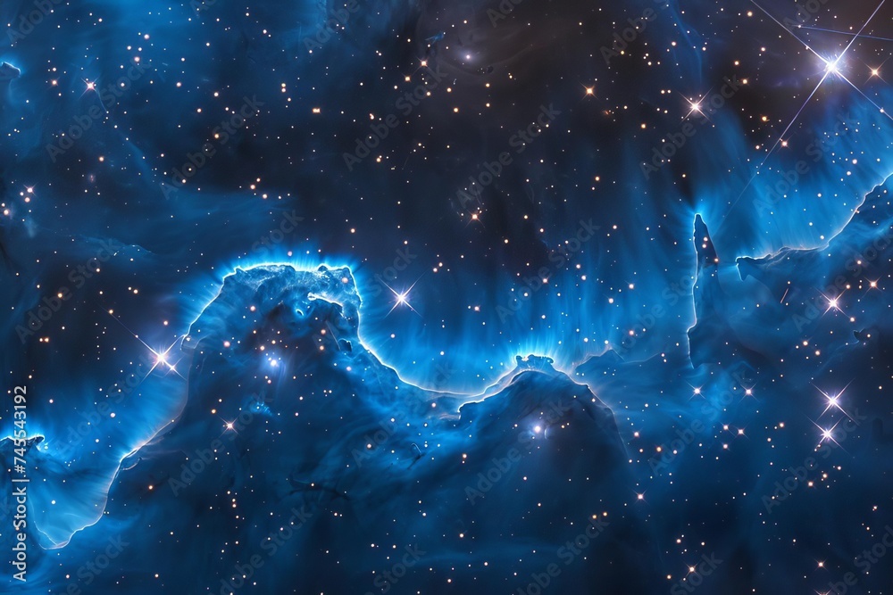Ethereal particles floating in a dark blue nebula Creating a sense of ...
