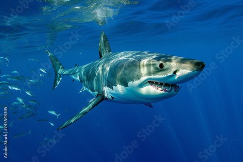 The great white shark in the big blue
