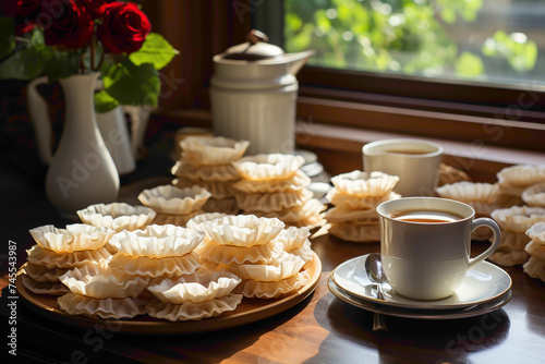 Everyday disposable coffee filters on a morning breakfast table