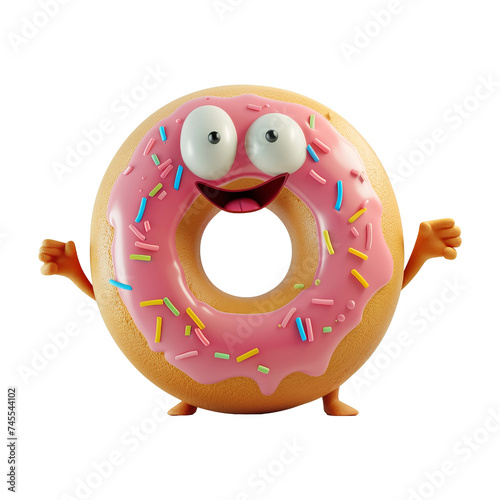 Pink Donut With Sprinkles and Eyes photo