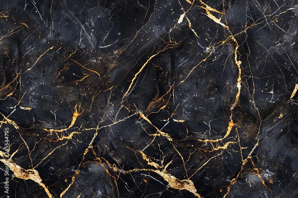 Luxurious black marble texture Abstract elegance background with golden veins