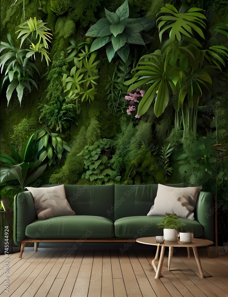 custom made wallpaper toronto digitalHerb wall, plant wall, natural green wallpaper and background. nature wall. Nature background of green forest Generative AI