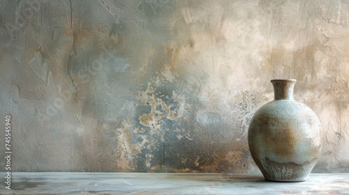 Ceramic Vase on Distressed Concrete Background 
