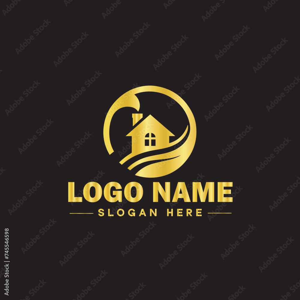 Real estate logo property house home construction building logo icon editable vector Real estate logo property house home construction building logo icon editable vector