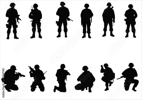 Army man Silhouettes in various actions