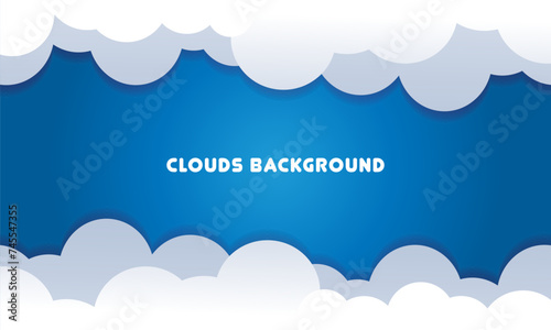 Flat white cloud and blue sky background vector illustration