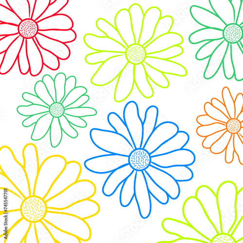Colorful flower illustration for wall wallpaper 2