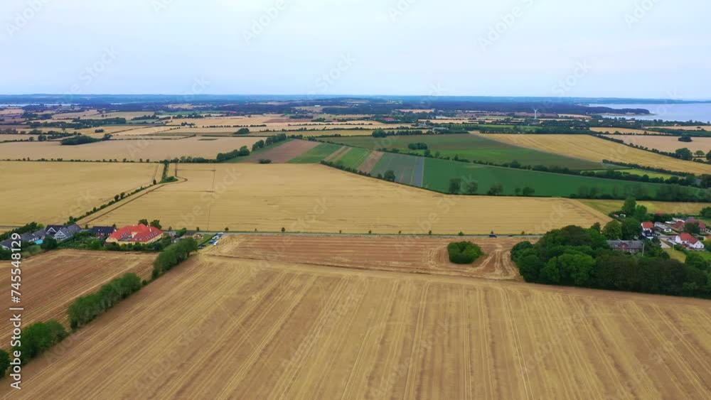 Aerial view of fields on the island Tåsinge in Denmark
