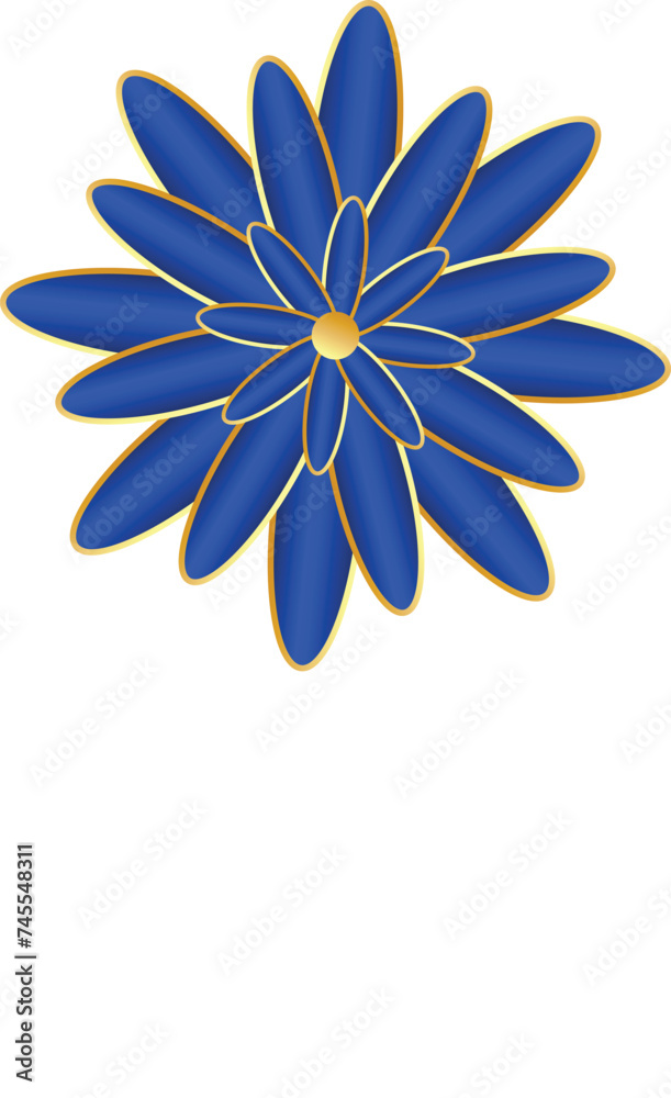 Design Vector Flower Blue Gold  Icon Ramadan Ornamental Blossom Floral