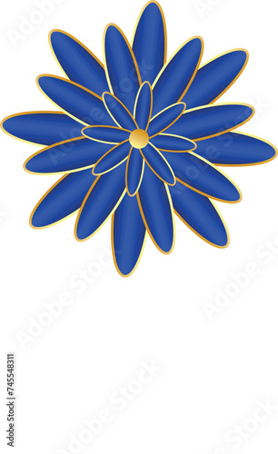 Design Vector Flower Blue Gold Icon Ramadan Ornamental Blossom Floral