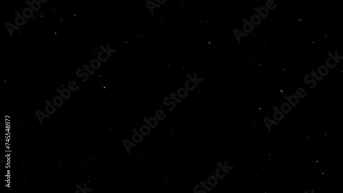 A first-person point-of-view animation of space travel: feeble stars approach and vanish, while bright flickering dots linger in the distance. photo