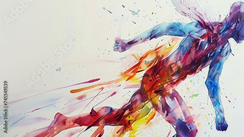 Watercolor runner in motion blening spee an art a splash of colors photo