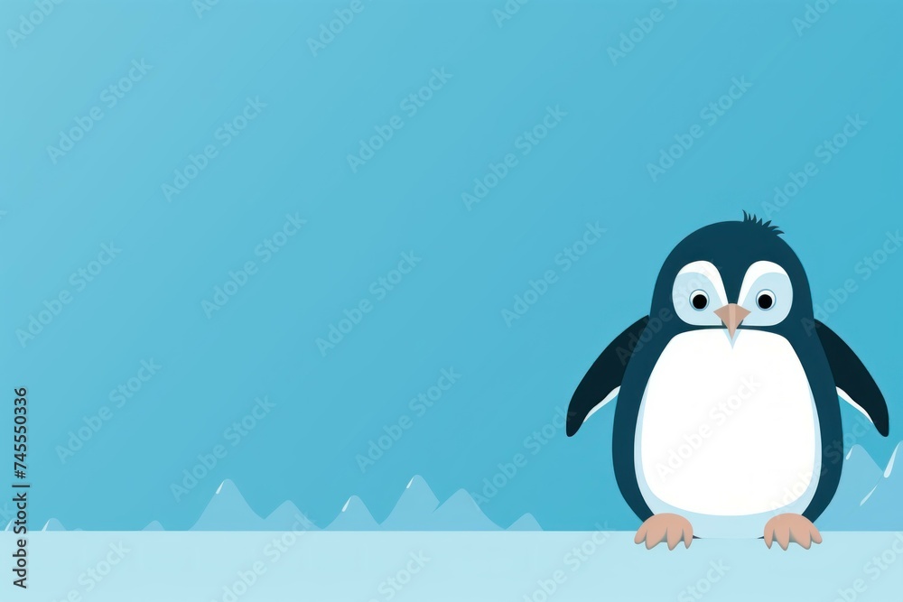 Naklejka premium Captivating Penguin blue background. Water sea beach. Generate Ai