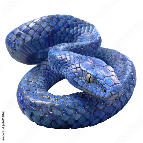 A blue racer snake isolated on transparent background, png photo