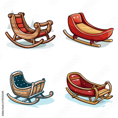 Christmas Sled (Sleigh for Sledding). simple minimalist isolated in white background vector illustration