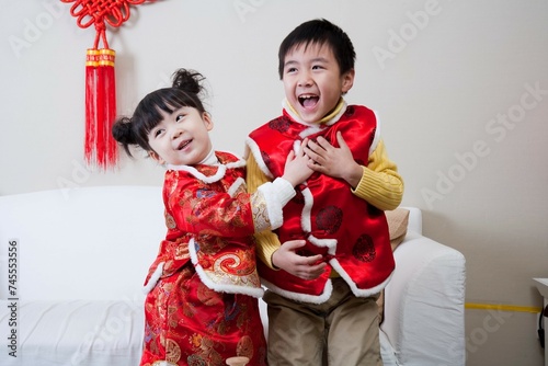 Children celebrating festival photo