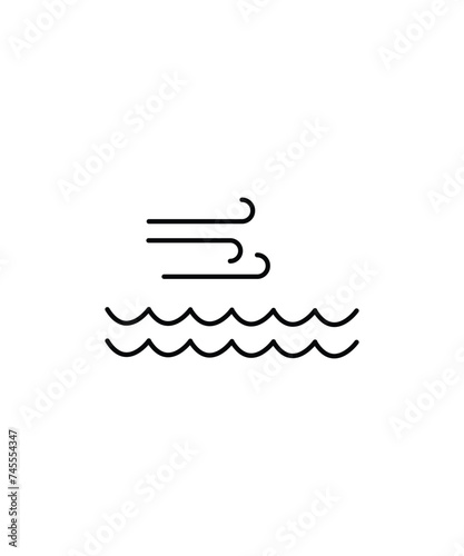sea with wind icon, vector best line icon.