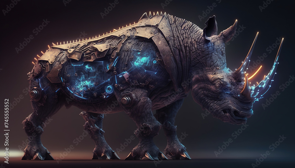 Fototapeta premium Crypto Rhino, detailed illustration