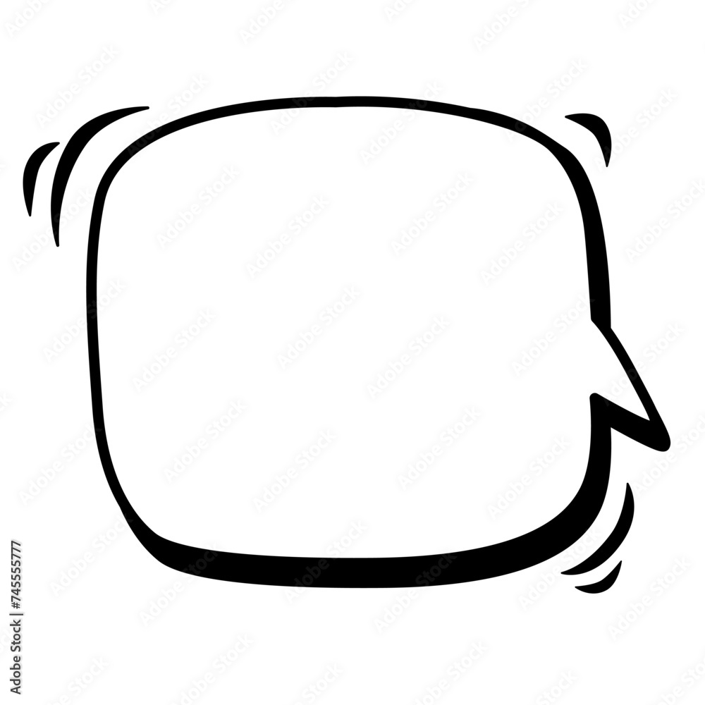 Vector square speech bubble for words. Black hand drawn dialogue doodle for design, comics Vector square speech bubble for words. Black hand drawn dialogue doodle for design, comics