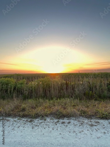 sunset over the river