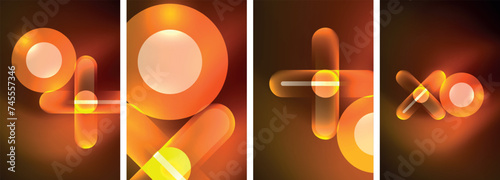 Abstract composition. Aglow in neon hues against the dark, radiating energy and allure, a captivating spectacle of vibrant luminescence