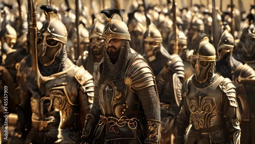 Saladin ibn Ayyub (Salah ad-Din Yusuf ibn Ayyub) marching with his elite army photo