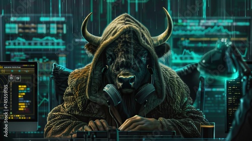 In the realm of cyber crime, a skilled hacker, nicknamed The Viking, uses a bison as his avatar to breach sophisticated security systems photo