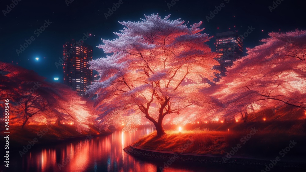 日本の桜並木 日本の桜並木