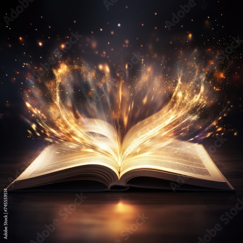 open book with mystic bright light