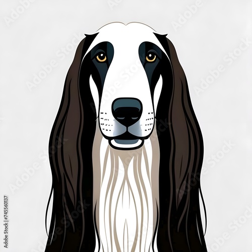 afghan hound dog pet portait clip art cartoon illustration isolated on white background