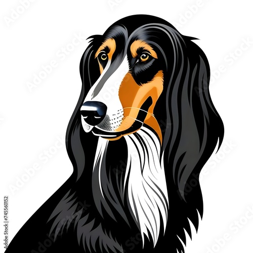 afghan hound dog pet portait clip art cartoon illustration isolated on white background