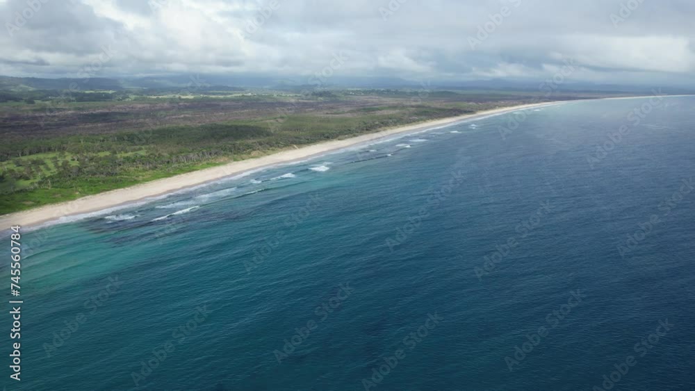 Panoramic View Over Belongil Beach, Byron Bay, NSW, Australia - Aerial Drone Shot Panoramic View Over Belongil Beach, Byron Bay, NSW, Australia - Aerial Drone Shot