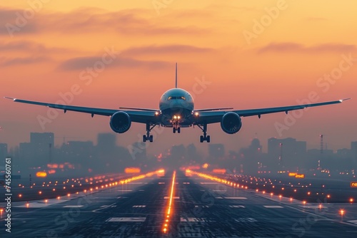 Majestic landing airliner on night runway