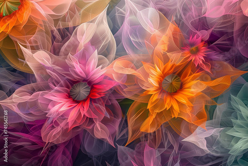 Abstract  Fractal Flowers Transparent