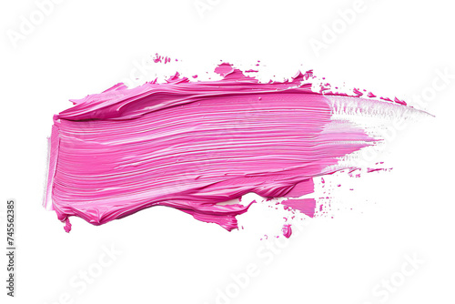 Isolated baby pink oil paint brush stroke on a white background photo