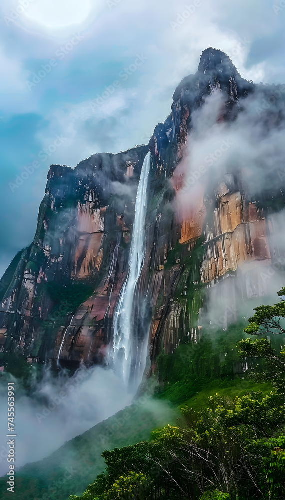 Fototapeta premium Angel falls unveiling the worlds highest waterfall