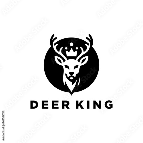 Deer head with king crown illustration isolated on white background