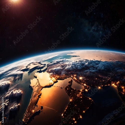 View of planet earth, the world globe, from outer space