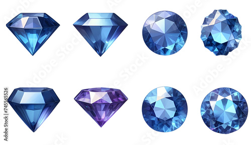 set of gem diamond on white background